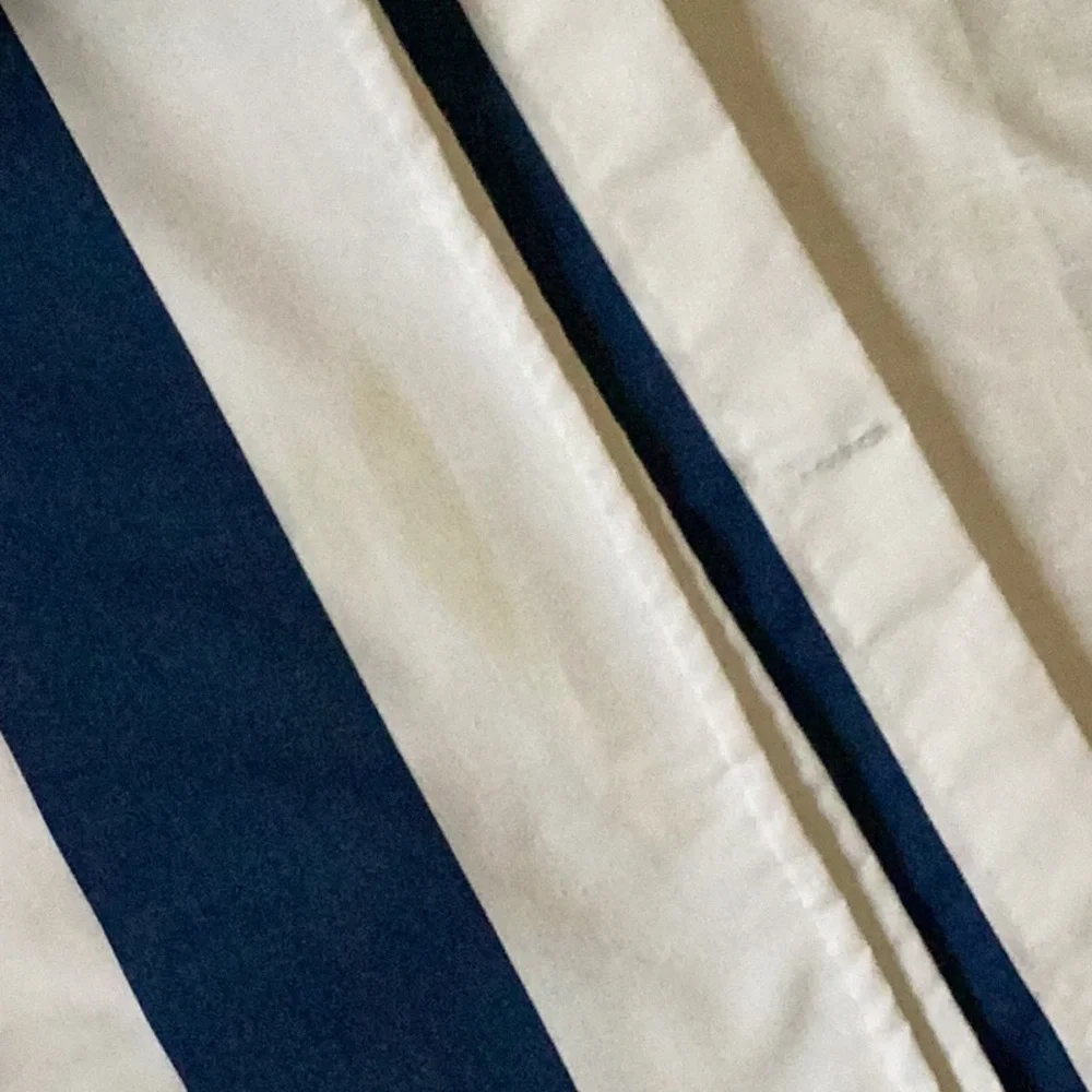 Blue striped white shower curtain One Size